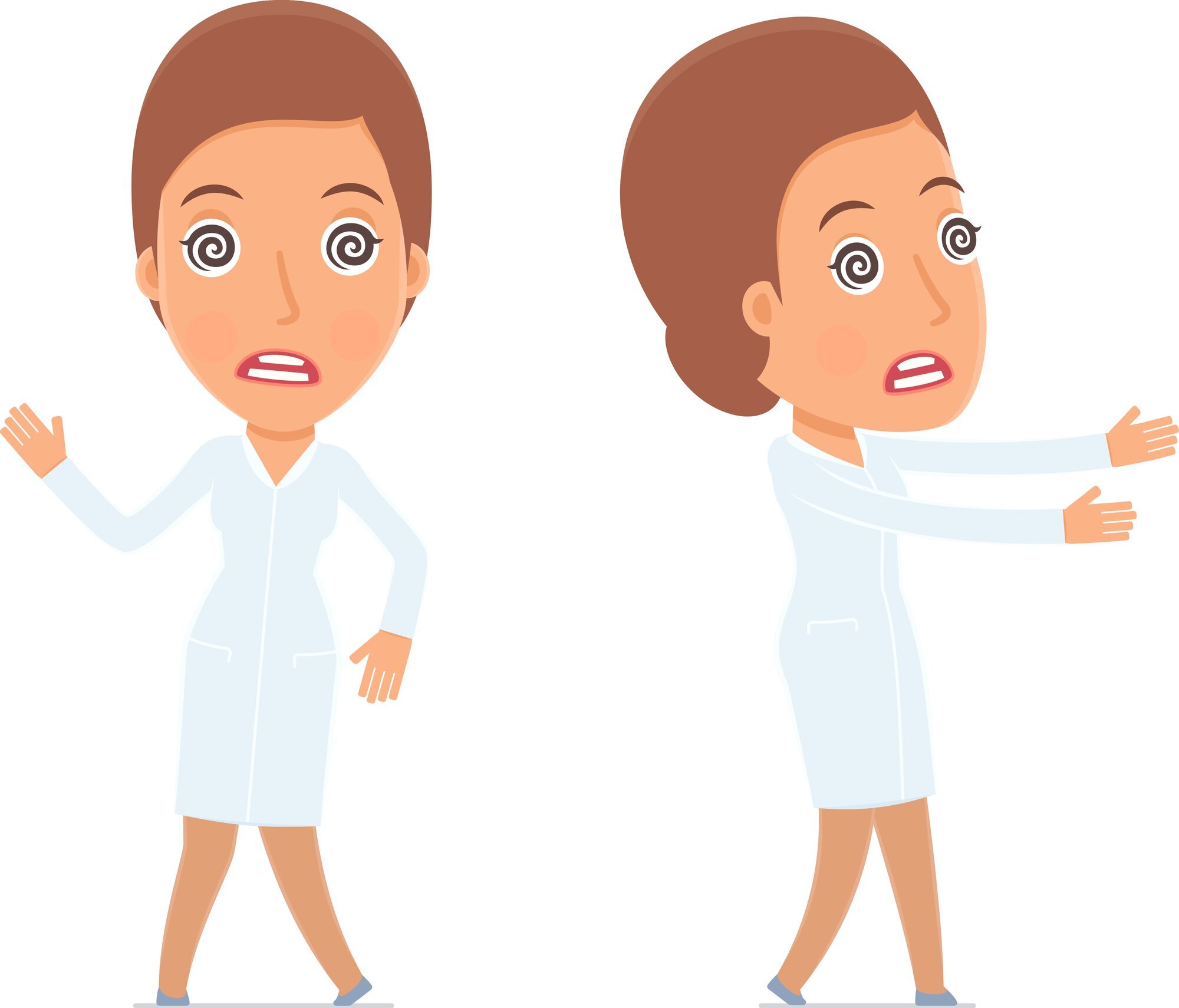 sykepleier, nattevakt Illustrasjonen viser to sykepleiere som ser ut som de går i søvne.