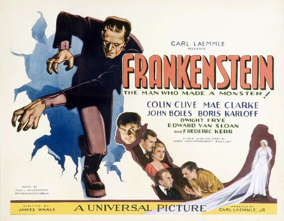"Frankenstein" er filmatisert utallige ganger, og Whales versjon fra 1931 regnes som en av de beste. Filmplakat for James Whales "Frankenstein" (1931).