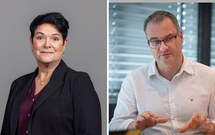 Administrerende direktør Jan Frich mener helseforetakene har for høy bemanning. Konserntillitsvalgt Anita Solberg mener foretakene er underfinansiert og etterlyser en tydelig plan for kuttene.