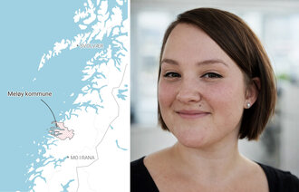Bildet viser kart over Meløy Kommune og kommunalsjef for helse Hanne Lore Rosting Sagen Bildet viser kart over Meløy Kommune og kommunalsjef for helse Hanne Lore Rosting Sagen
